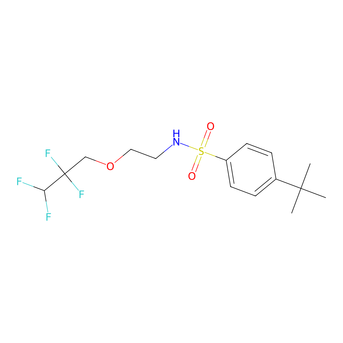 4-tert-butyl-N-[2-(2,2,3,3-tetrafluoropropoxy)ethyl]benzenesulfonamide molecular structure, CAS 633287-38-4