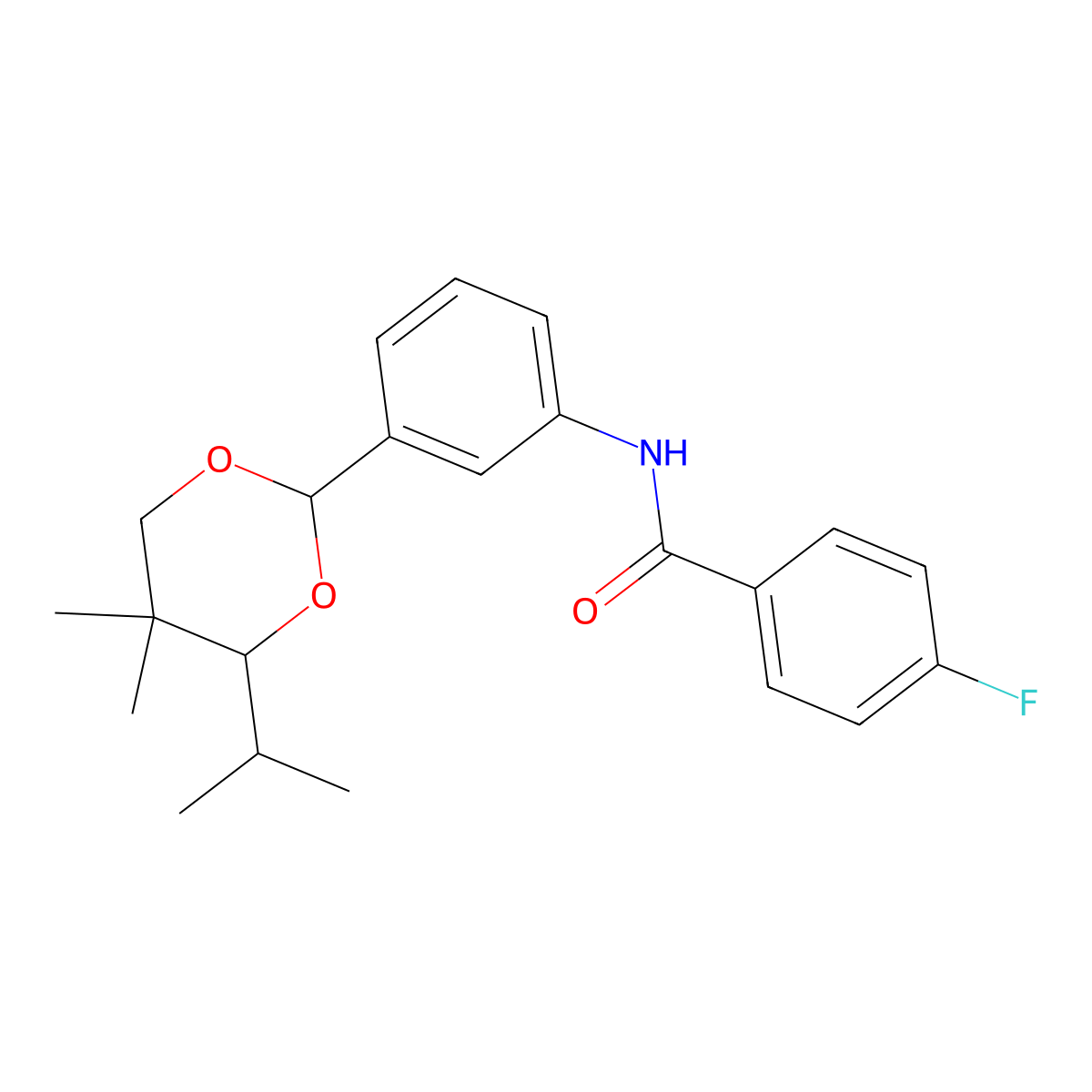 N-[3-(5,5-dimethyl-4-propan-2-yl-1,3-dioxan-2-yl)phenyl]-4-fluorobenzamide molecular structure, CAS 633287-53-3