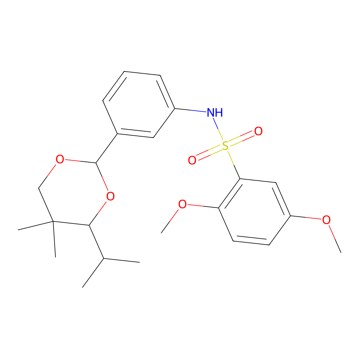 N-[3-(5,5-dimethyl-4-propan-2-yl-1,3-dioxan-2-yl)phenyl]-2,5-dimethoxybenzenesulfonamide molecular structure, CAS 633287-54-4