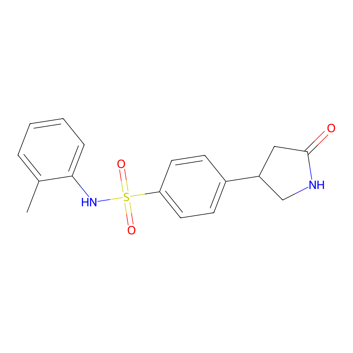 N-(2-methylphenyl)-4-(5-oxopyrrolidin-3-yl)benzenesulfonamide molecular structure, CAS 633287-58-8