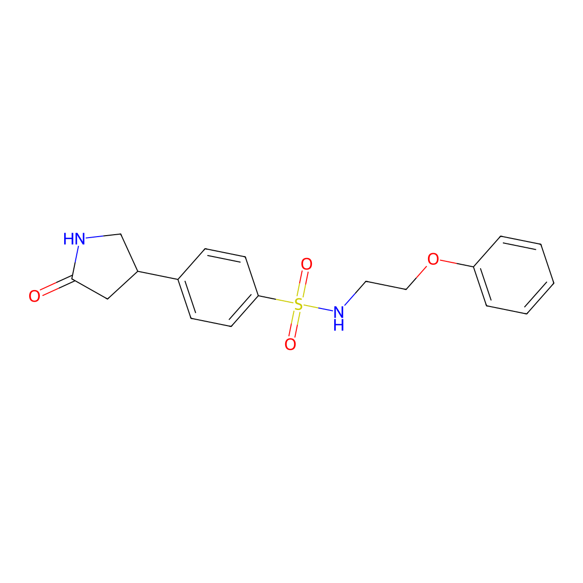 4-(5-oxopyrrolidin-3-yl)-N-(2-phenoxyethyl)benzenesulfonamide molecular structure, CAS 633287-60-2