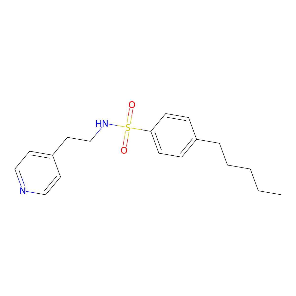 4-pentyl-N-(2-pyridin-4-ylethyl)benzenesulfonamide molecular structure, CAS 633287-77-1