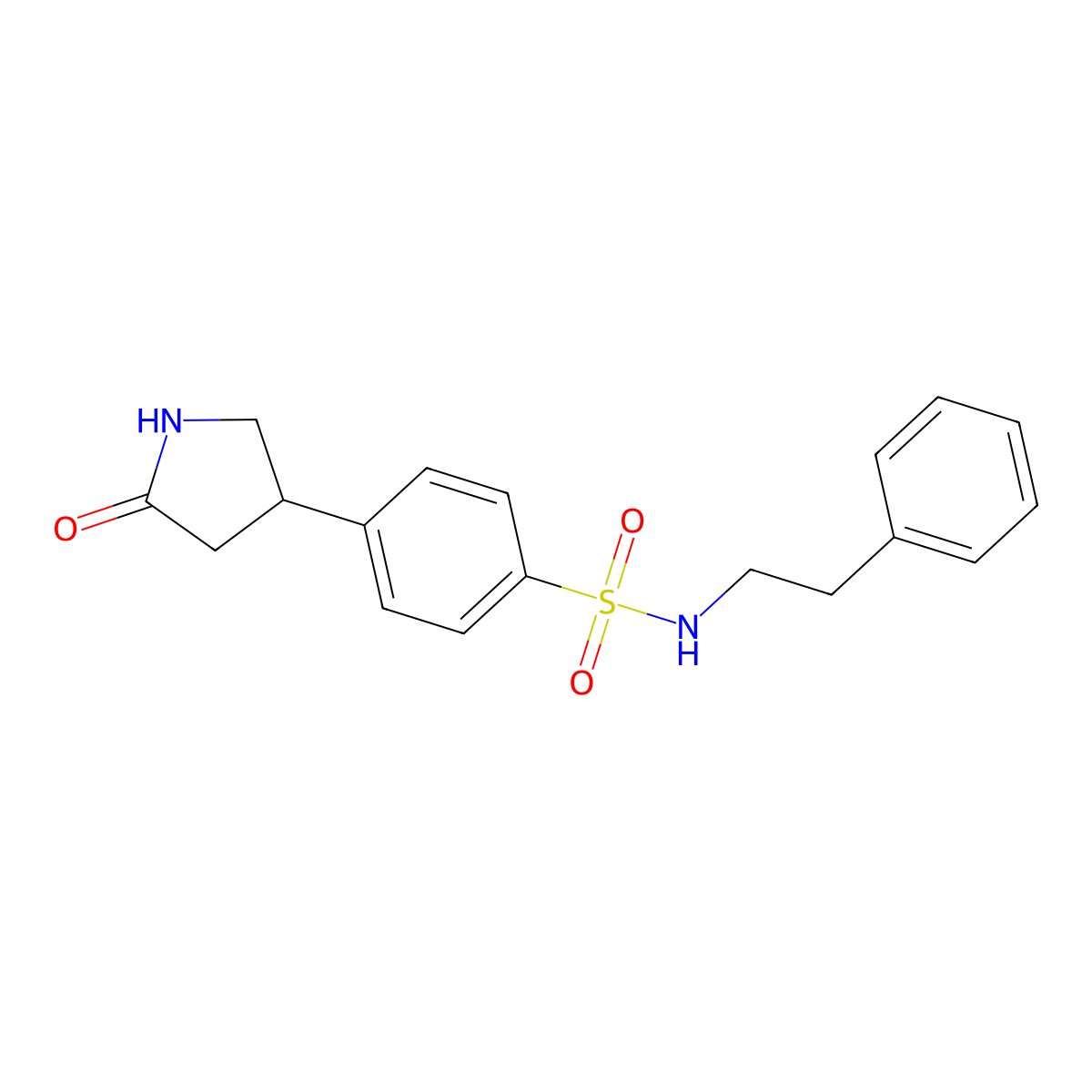 4-(5-oxopyrrolidin-3-yl)-N-(2-phenylethyl)benzenesulfonamide molecular structure, CAS 633287-82-8
