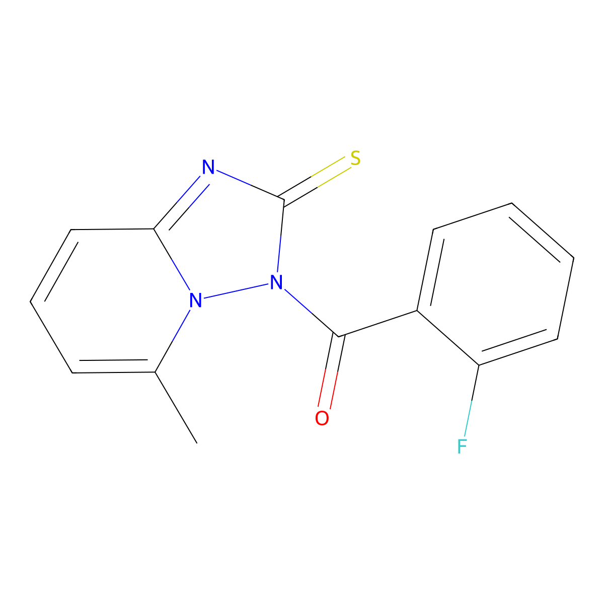 (2-Fluorophenyl)-(5-methyl-2-sulfanylidene-[1,2,4]triazolo[1,5-a]pyridin-3-yl)methanone molecular structure, CAS 633287-96-4