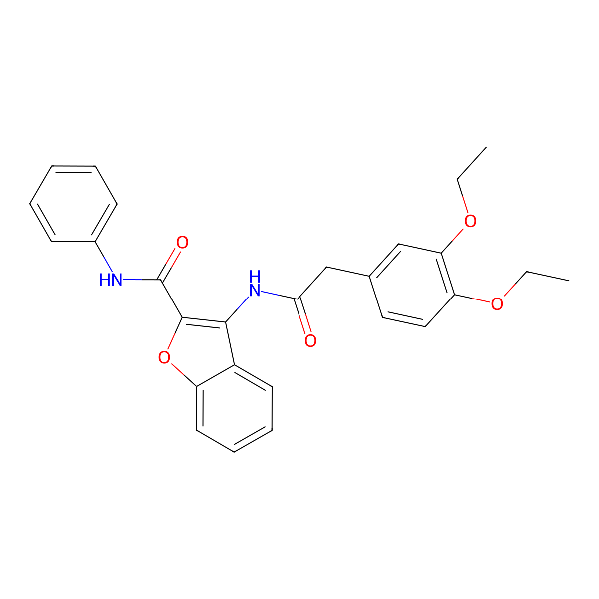 3-[[2-(3,4-diethoxyphenyl)acetyl]amino]-N-phenyl-1-benzofuran-2-carboxamide molecular structure, CAS 633288-48-9