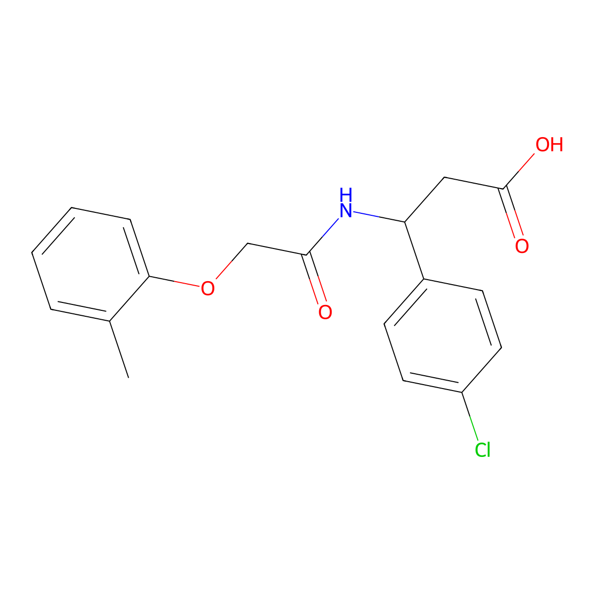 3-(4-Chlorophenyl)-3-{[(2-methylphenoxy)acetyl]amino}propanoic acid molecular structure, CAS 633289-55-1