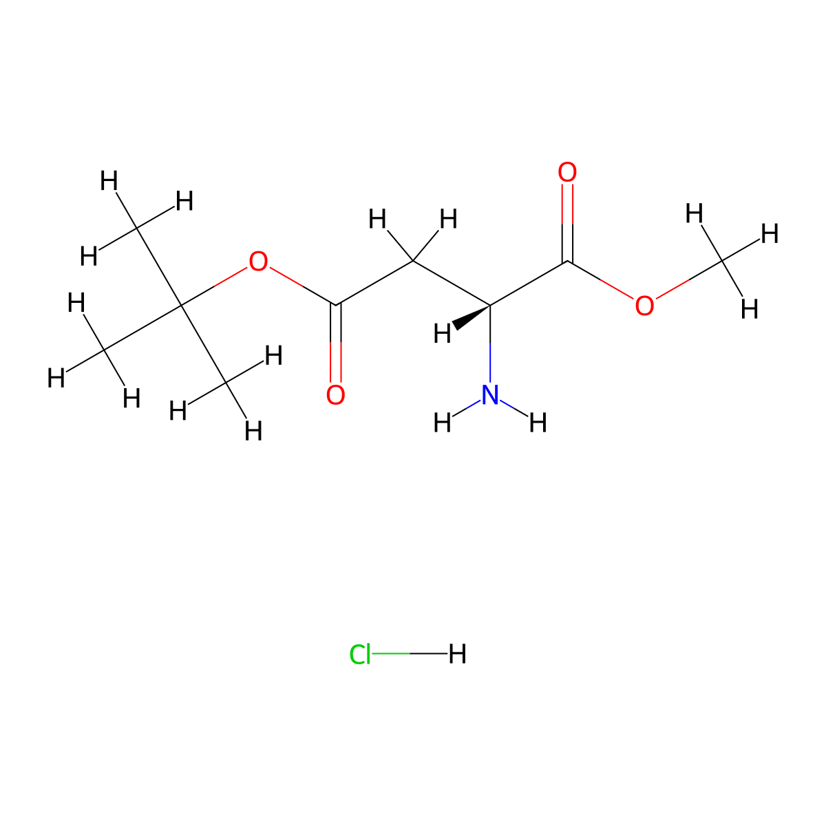 (R)-4-tert-Butyl 1-methyl 2-aminosuccinate hydrochloride molecular structure, CAS 63329-02-2