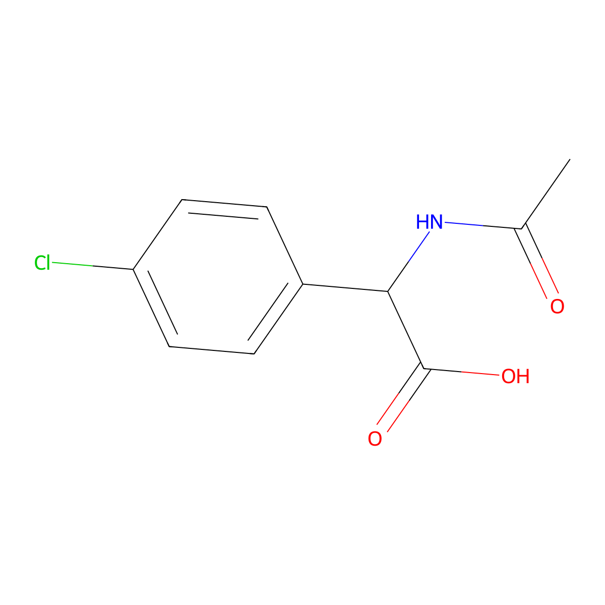 2-(4-Chlorophenyl)-2-acetamidoacetic acid molecular structure, CAS 63329-11-3