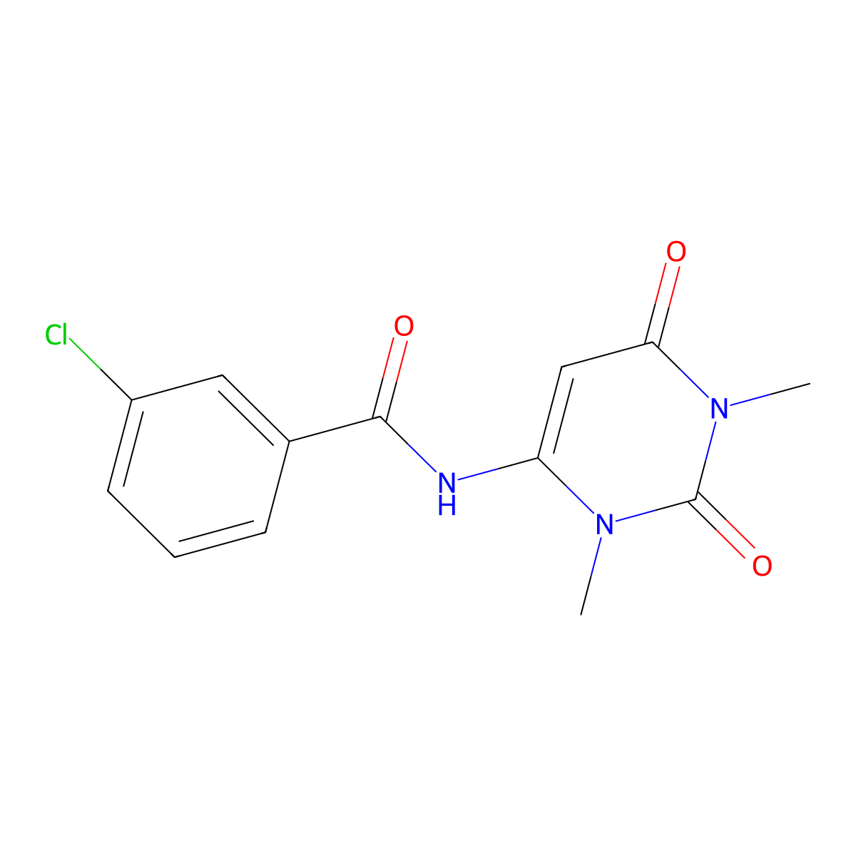 3-chloro-N-(1,3-dimethyl-2,6-dioxo-1,2,3,6-tetrahydropyrimidin-4-yl)benzamide molecular structure, CAS 633296-42-1
