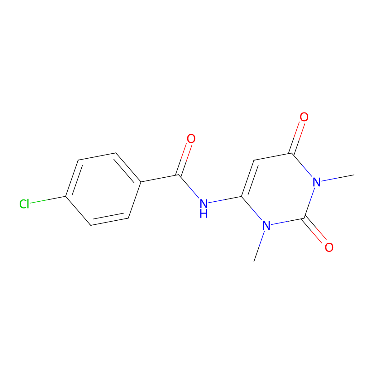 4-chloro-N-(1,3-dimethyl-2,6-dioxo-1,2,3,6-tetrahydropyrimidin-4-yl)benzamide molecular structure, CAS 633296-54-5