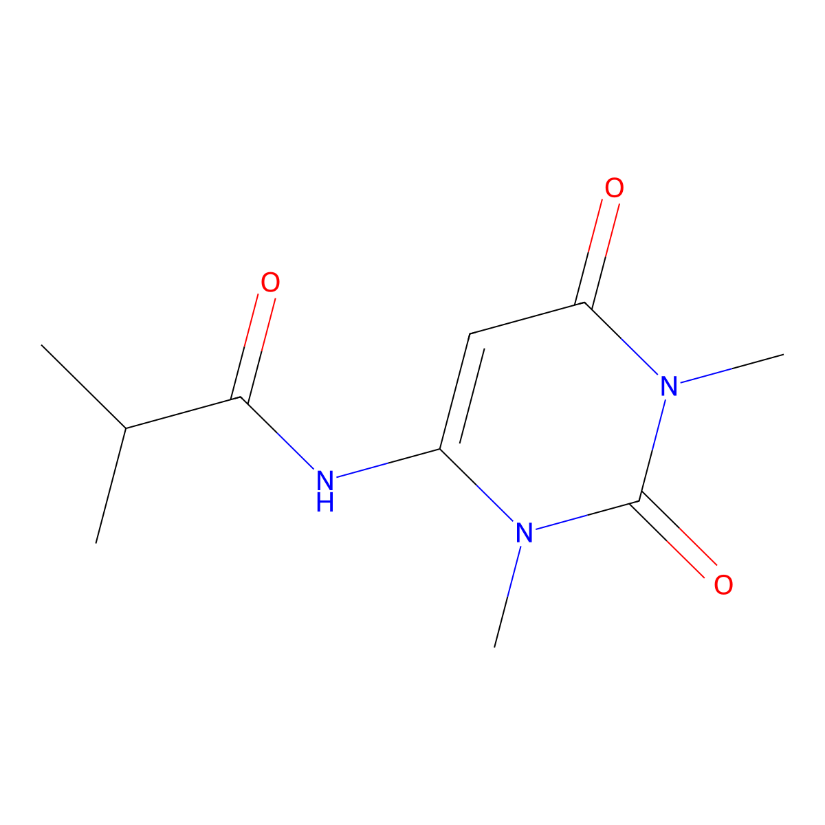 N-(1,3-dimethyl-2,6-dioxopyrimidin-4-yl)-2-methylpropanamide molecular structure, CAS 633296-55-6