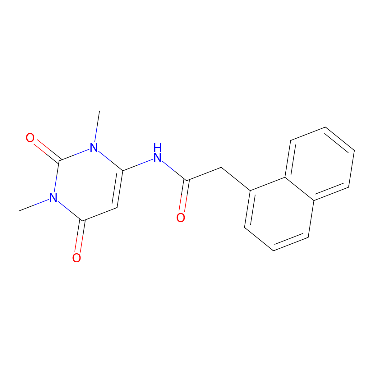N-(1,3-dimethyl-2,6-dioxo-1,2,3,6-tetrahydropyrimidin-4-yl)-2-(naphthalen-1-yl)acetamide molecular structure, CAS 633296-57-8