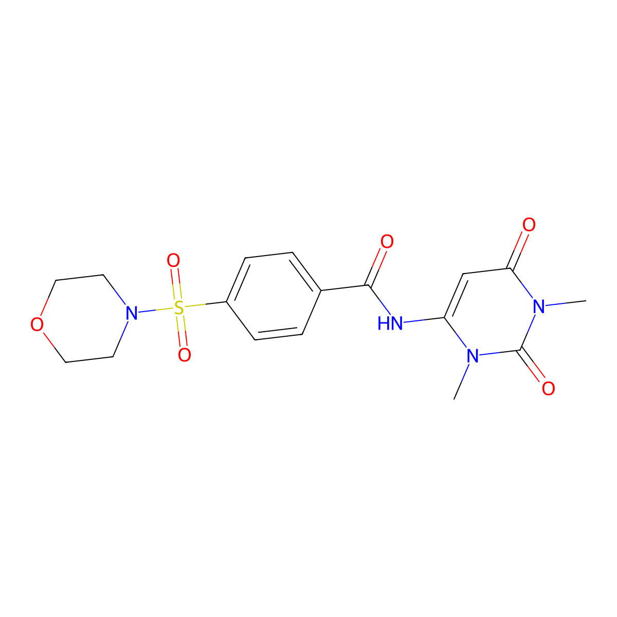 N-(1,3-dimethyl-2,6-dioxopyrimidin-4-yl)-4-morpholin-4-ylsulfonylbenzamide molecular structure, CAS 633296-87-4