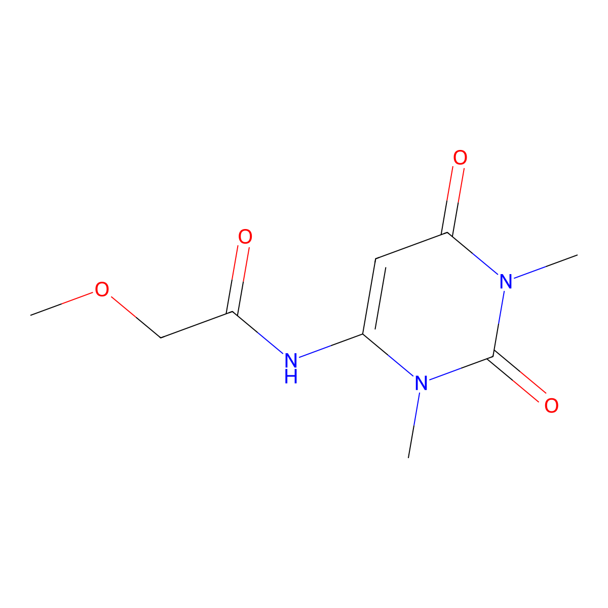 N-(1,3-dimethyl-2,6-dioxo-1,2,3,6-tetrahydropyrimidin-4-yl)-2-methoxyacetamide molecular structure, CAS 633296-97-6