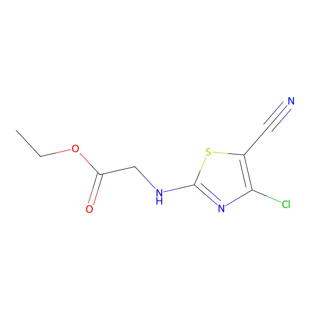 Ethyl 2-[(4-chloro-5-cyano-1,3-thiazol-2-yl)amino]acetate molecular structure, CAS 633298-88-1