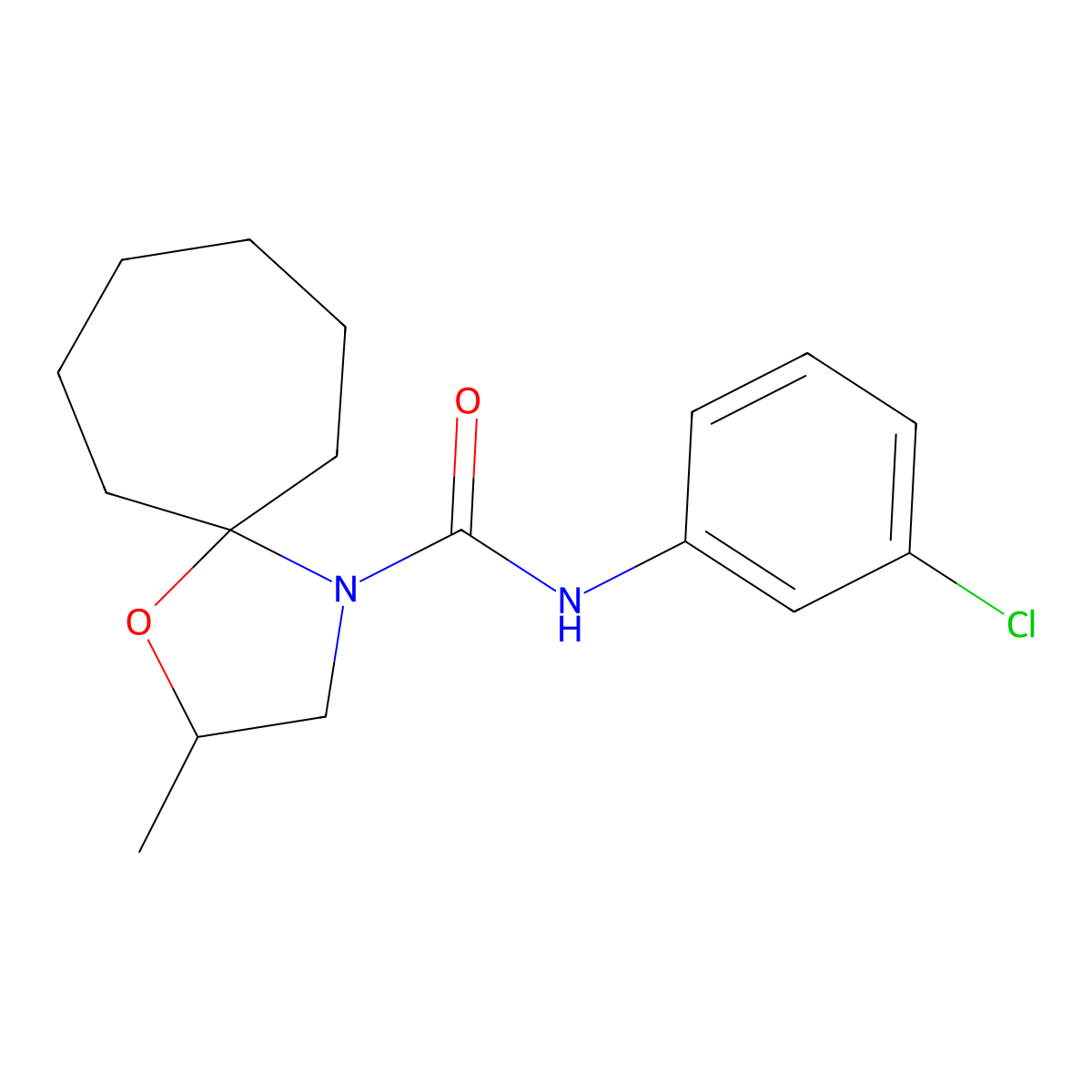 N-(3-chlorophenyl)-2-methyl-1-oxa-4-azaspiro[4.6]undecane-4-carboxamide molecular structure, CAS 633299-25-9