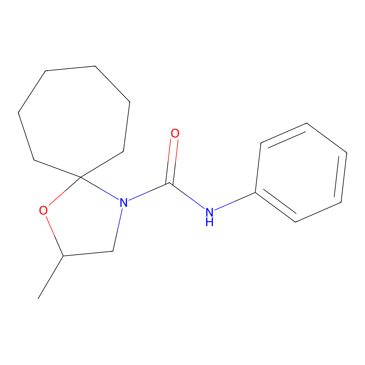 2-methyl-N-phenyl-1-oxa-4-azaspiro[4.6]undecane-4-carboxamide molecular structure, CAS 633299-26-0
