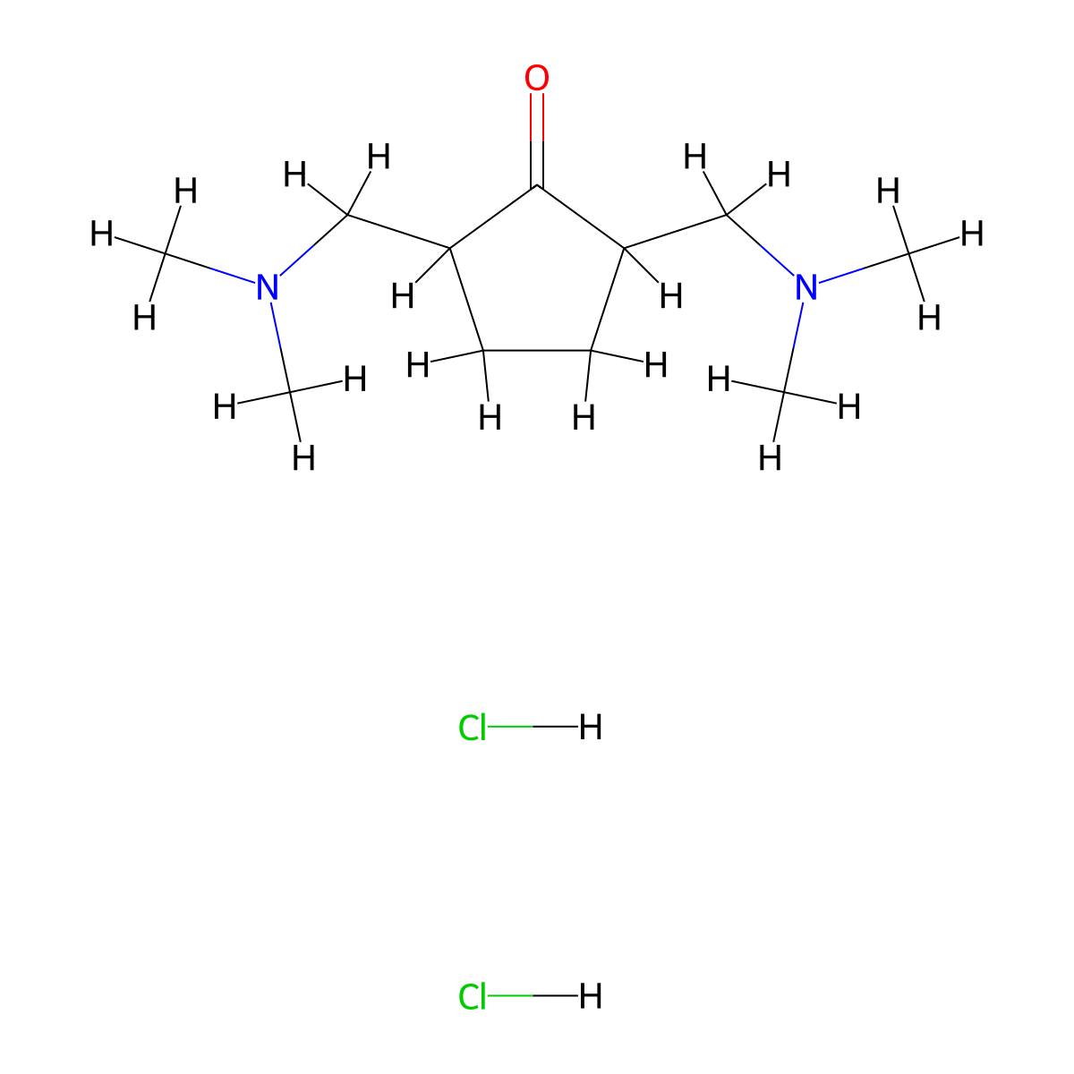 2,5-Bis[(dimethylamino)methyl]cyclopentanone dihydrochloride molecular structure, CAS 6333-22-8
