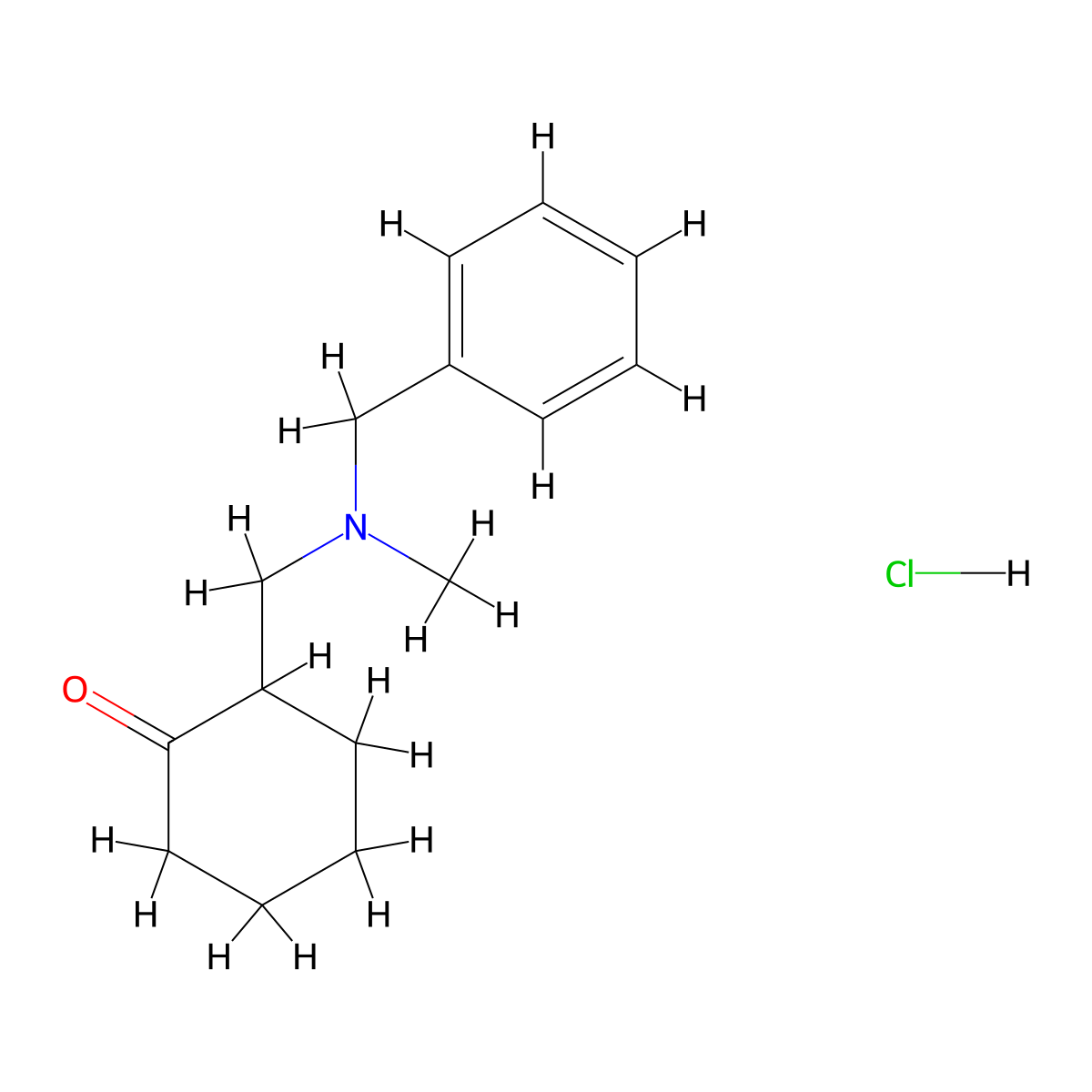 2-((Benzyl(methyl)amino)methyl)cyclohexanone hydrochloride molecular structure, CAS 6333-27-3