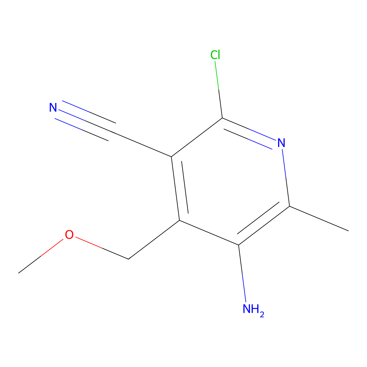 5-Amino-2-chloro-4-methoxymethyl-6-methyl-nicotinonitrile molecular structure, CAS 6333-70-6
