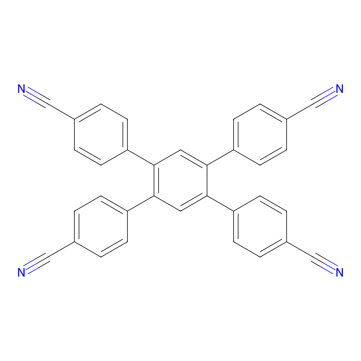1,2,4,5-Tetrakis(4-cyanophenyl)benzene molecular structure, CAS 633300-89-7