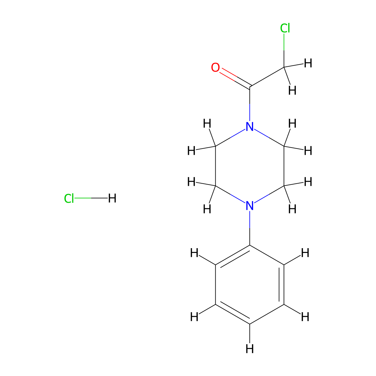2-Chloro-1-(4-phenylpiperazin-1-yl)ethan-1-one hydrochloride molecular structure, CAS 633302-36-0