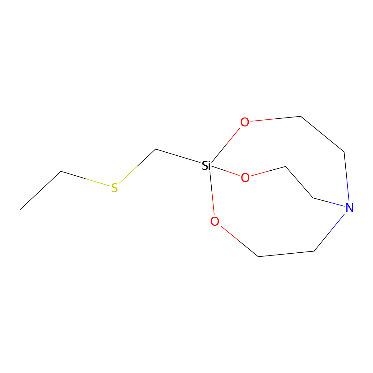1-Ethylsulfanylmethyl-2,8,9-trioxa-5-aza-1-sila-bicyclo[3.3.3]undecane molecular structure, CAS 63331-02-2