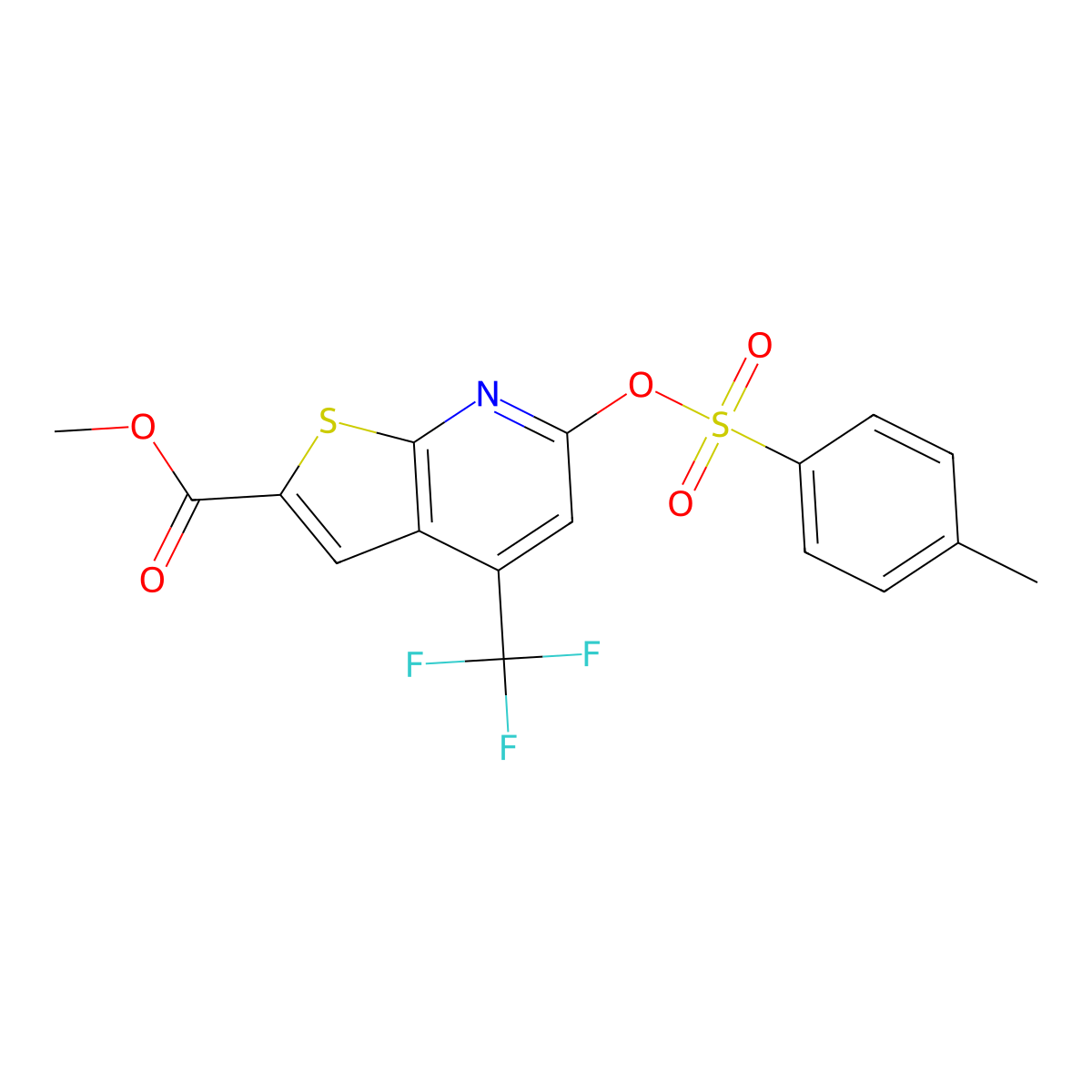 Methyl 6-[(4-methylbenzenesulfonyl)oxy]-4-(trifluoromethyl)thieno[2,3-b]pyridine-2-carboxylate molecular structure, CAS 633315-51-2