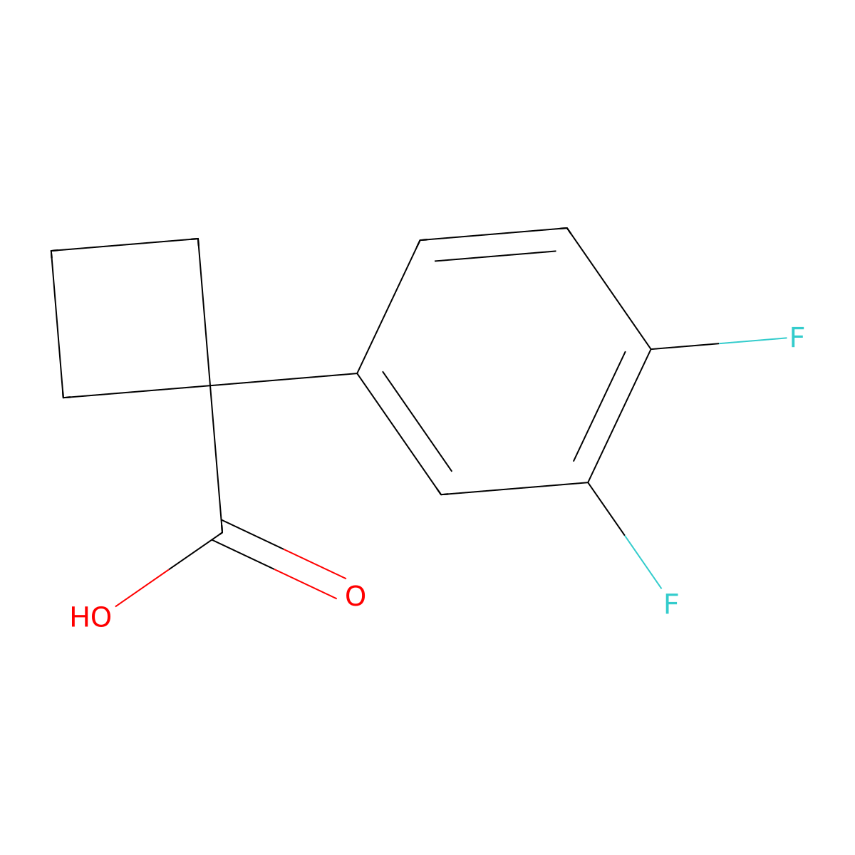 1-(3,4-Difluorophenyl)cyclobutanecarboxylic acid molecular structure, CAS 633317-58-5