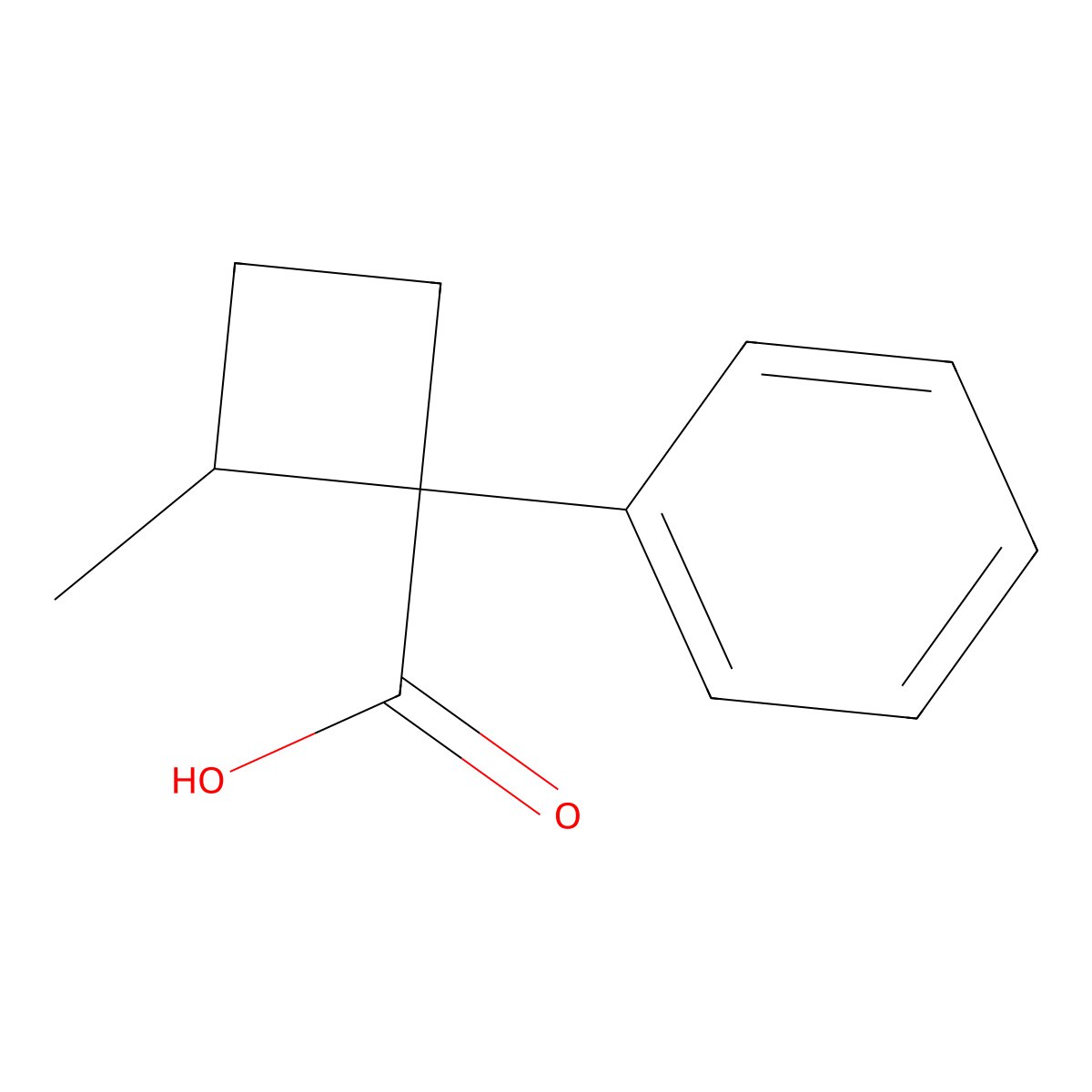 2-methyl-1-phenylCyclobutanecarboxylic acid molecular structure, CAS 633317-67-6