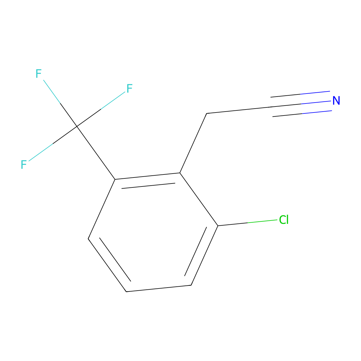 2-Chloro-6-(trifluoromethyl)phenylacetonitrile molecular structure, CAS 633317-69-8