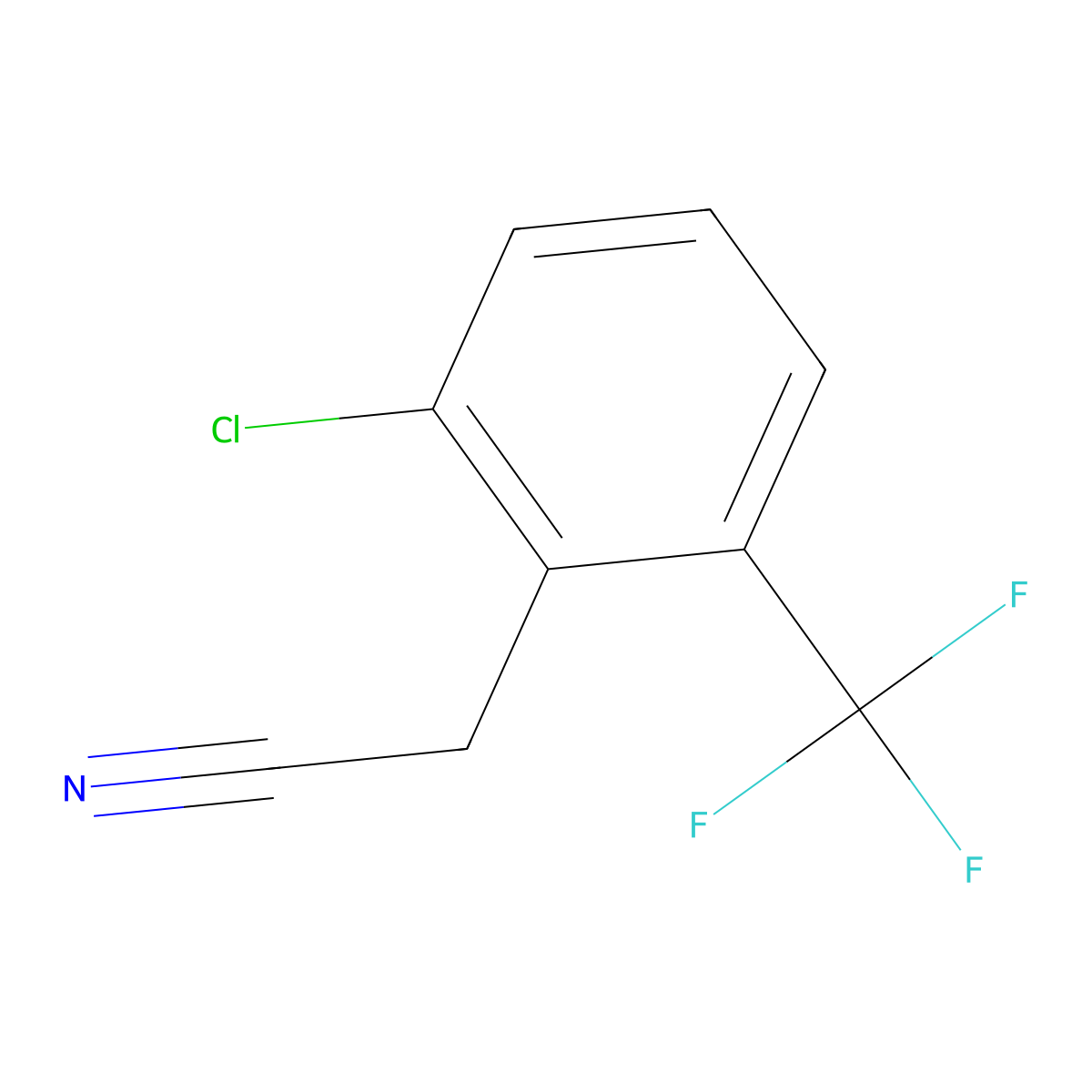 2-Chloro-6-(trifluoromethyl)phenylacetonitrile molecular structure, CAS 633317-69-8