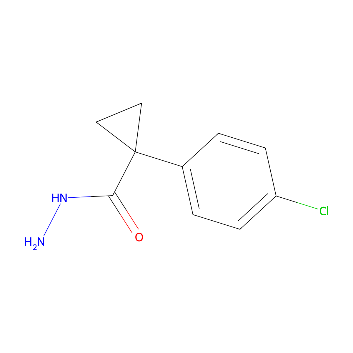 1-(4-Chlorophenyl)cyclopropanecarbohydrazide molecular structure, CAS 633317-81-4