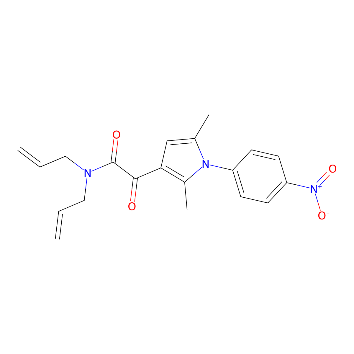 N,N-diallyl-2-[2,5-dimethyl-1-(4-nitrophenyl)-1H-pyrrol-3-yl]-2-oxoacetamide molecular structure, CAS 633318-59-9