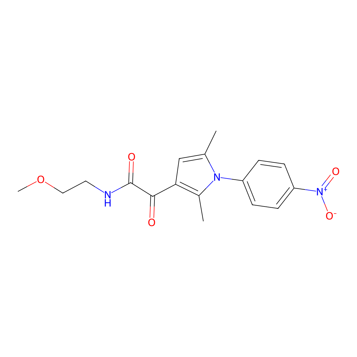 2-[2,5-dimethyl-1-(4-nitrophenyl)-1H-pyrrol-3-yl]-N-(2-methoxyethyl)-2-oxoacetamide molecular structure, CAS 633318-60-2