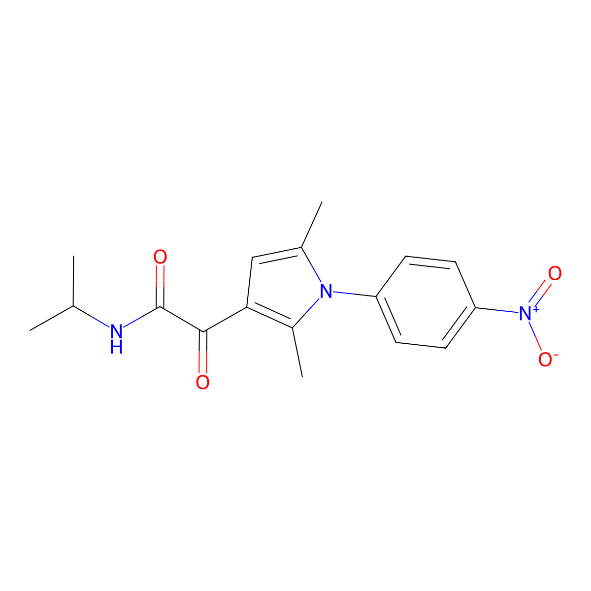 2-[2,5-dimethyl-1-(4-nitrophenyl)-1H-pyrrol-3-yl]-N-isopropyl-2-oxoacetamide molecular structure, CAS 633318-61-3