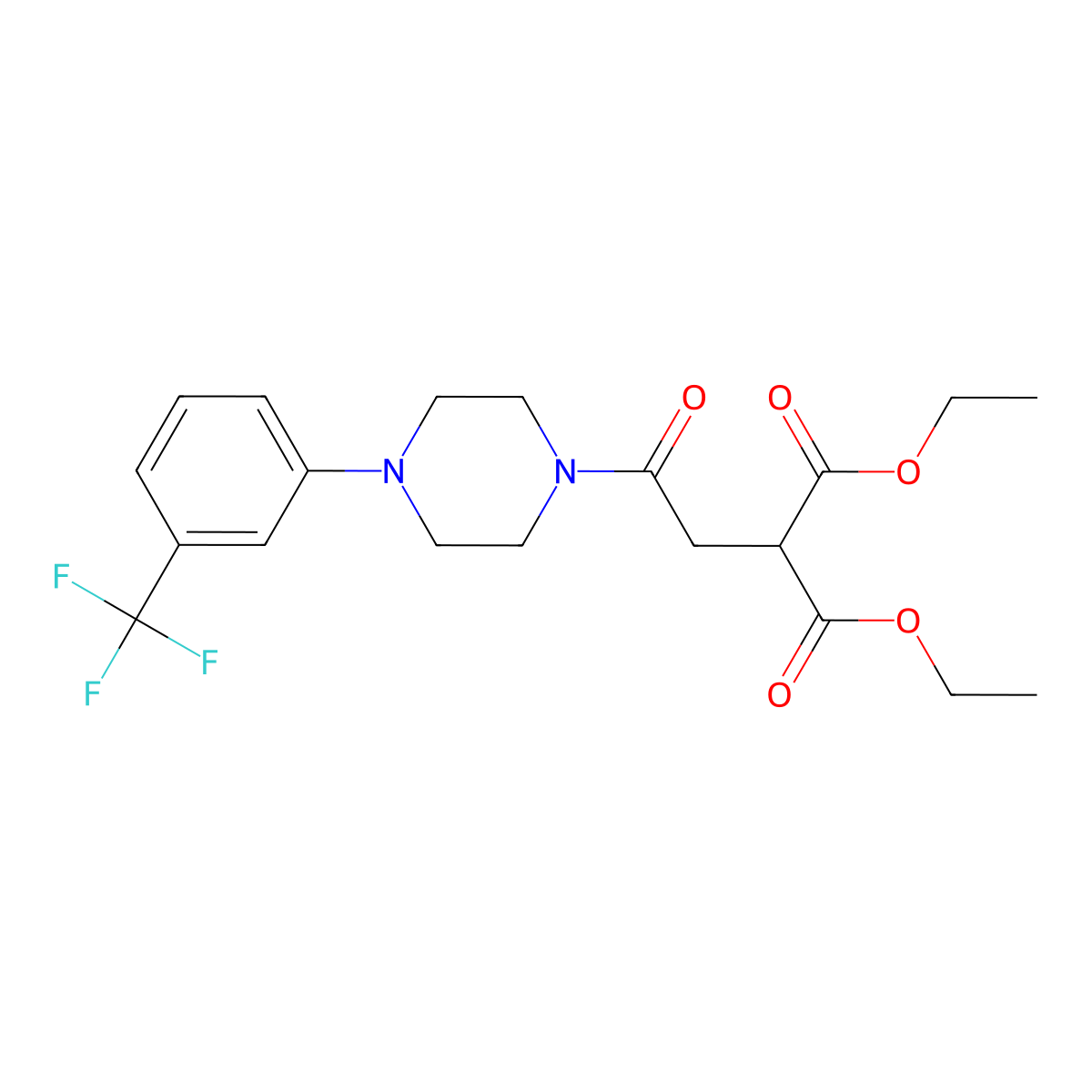 Diethyl 2-(2-oxo-2-{4-[3-(trifluoromethyl)phenyl]piperazino}ethyl)malonate molecular structure, CAS 633318-79-3