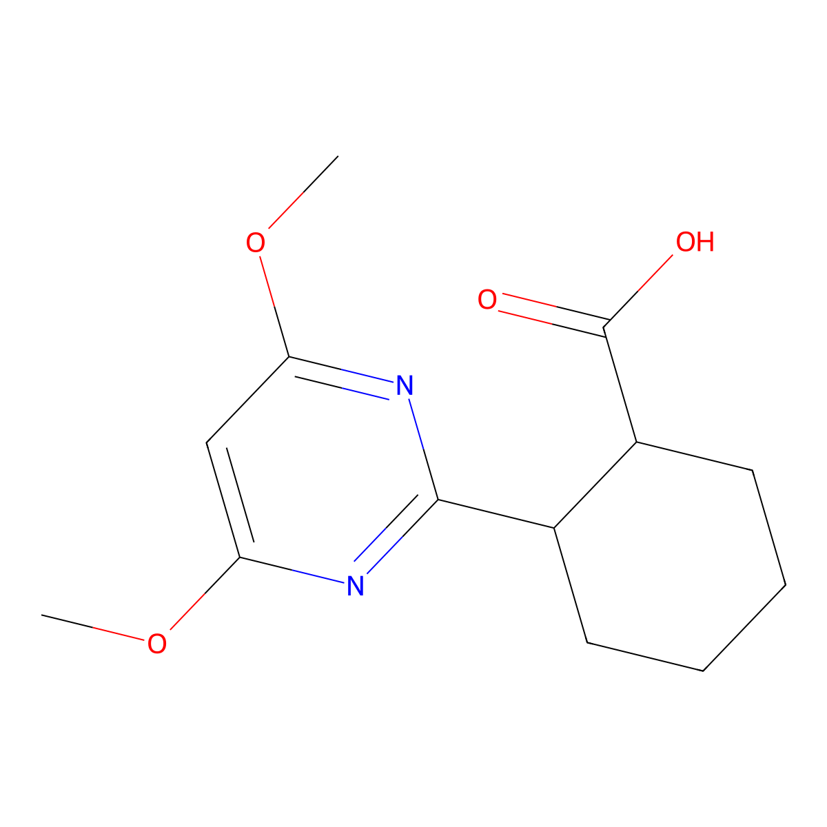 2-(4,6-Dimethoxypyrimidin-2-yl)cyclohexanecarboxylic acid molecular structure, CAS 633320-99-7