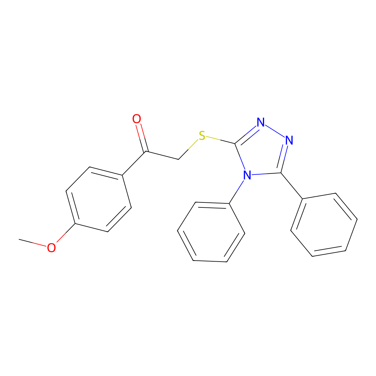 2-[(4,5-Diphenyl-1,2,4-triazol-3-yl)sulfanyl]-1-(4-methoxyphenyl)ethanone molecular structure, CAS 633322-30-2
