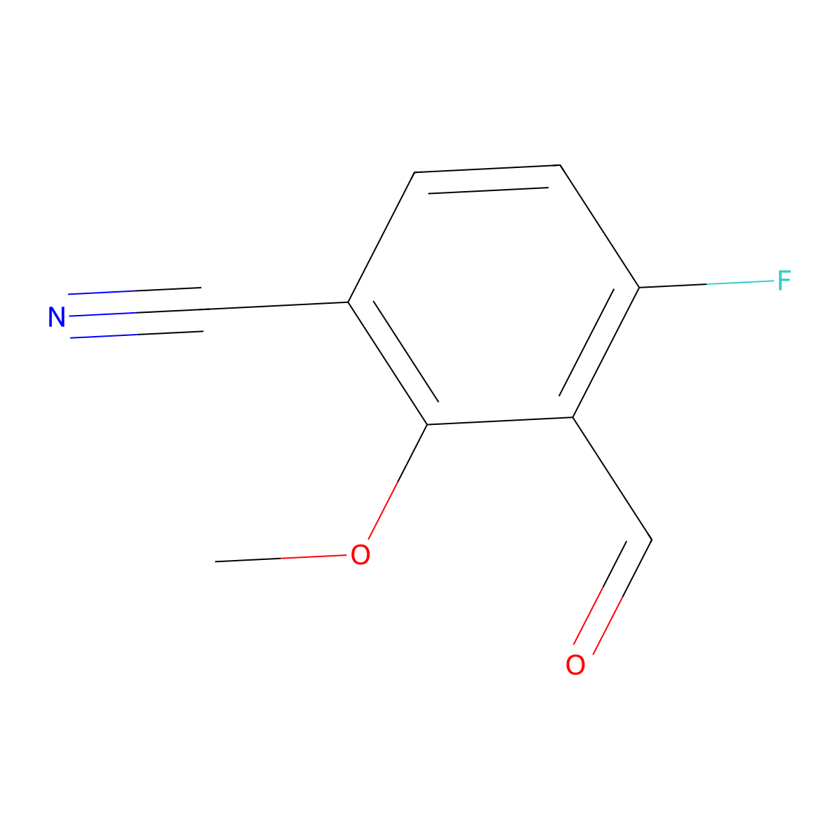 4-Fluoro-3-formyl-2-methoxybenzonitrile molecular structure, CAS 633327-13-6