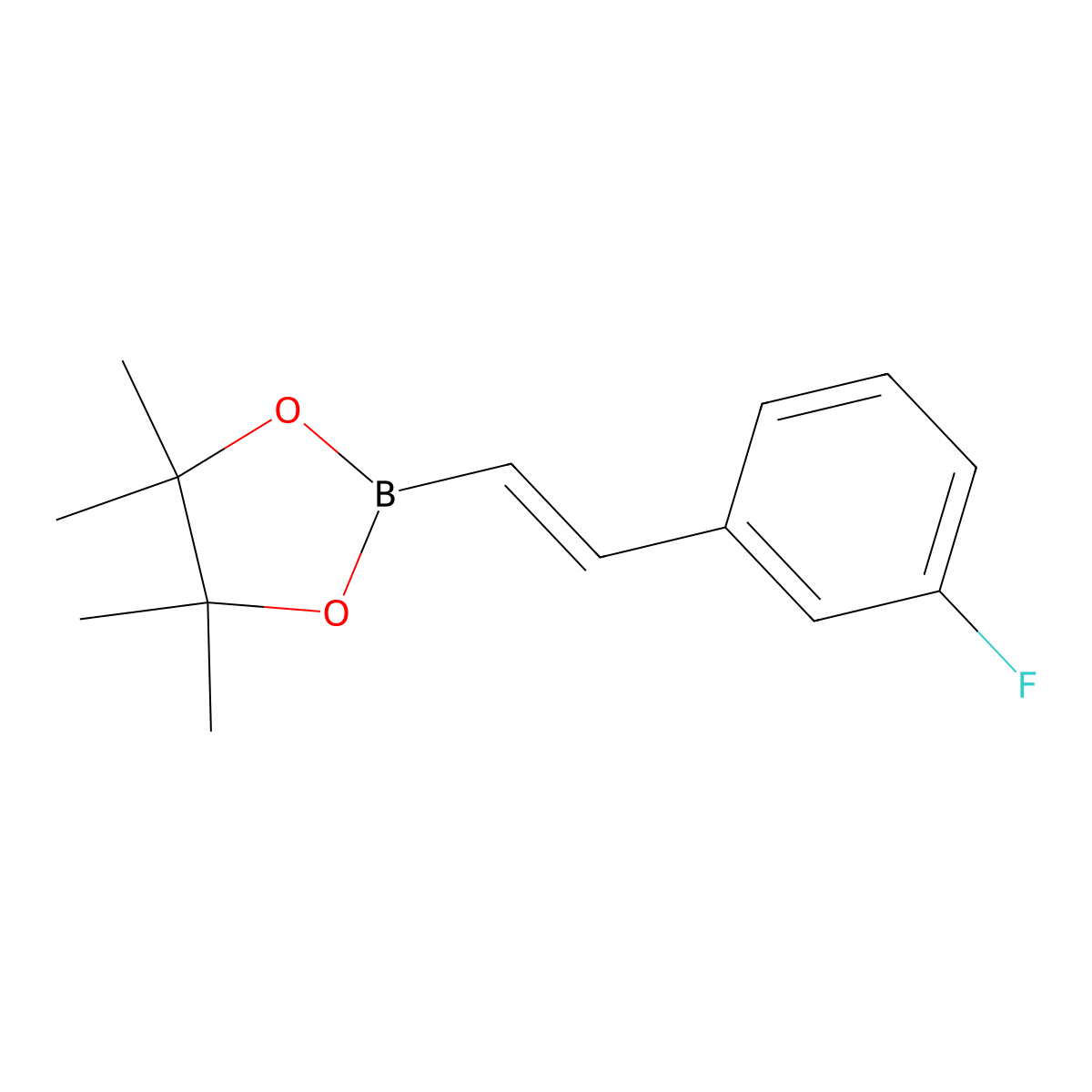 2-((E)-2-(3-fluorophenyl)ethenyl)-4,4,5,5-tetramethyl-1,3,2-dioxaborolane molecular structure, CAS 633327-36-3