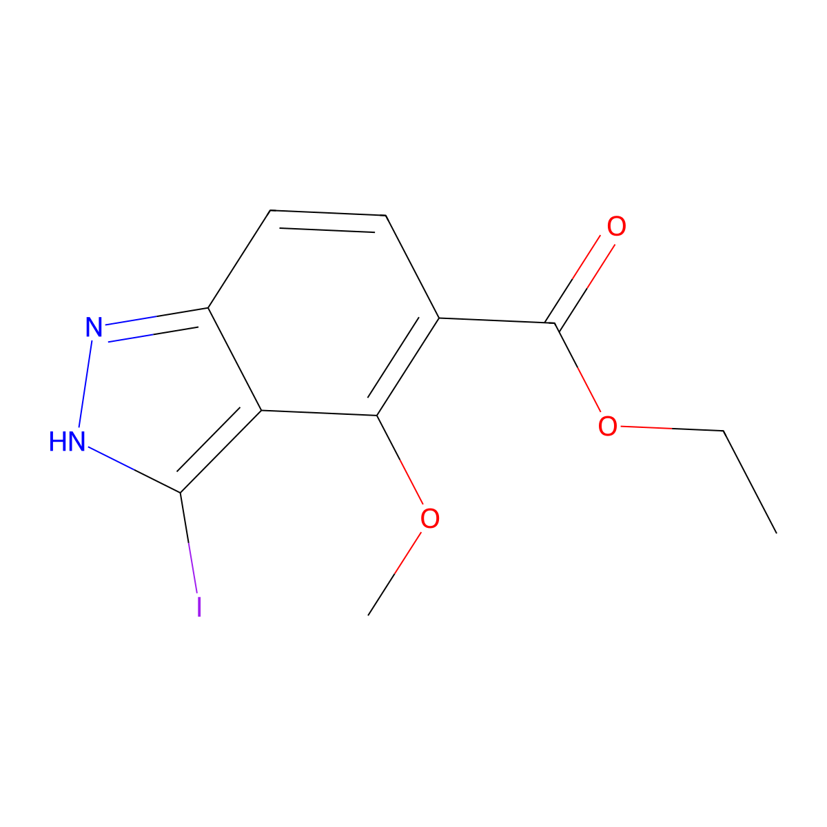 ethyl 3-iodo-4-methoxy-1H-indazole-5-carboxylate molecular structure, CAS 633327-85-2