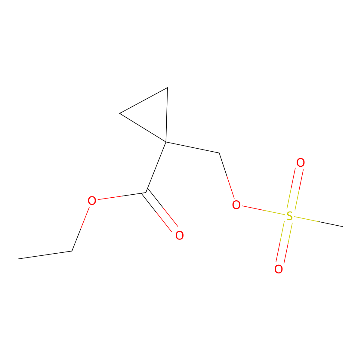 1-Methanesulfonyloxymethyl-cyclopropanecarboxylic acid ethyl ester molecular structure, CAS 633335-73-6