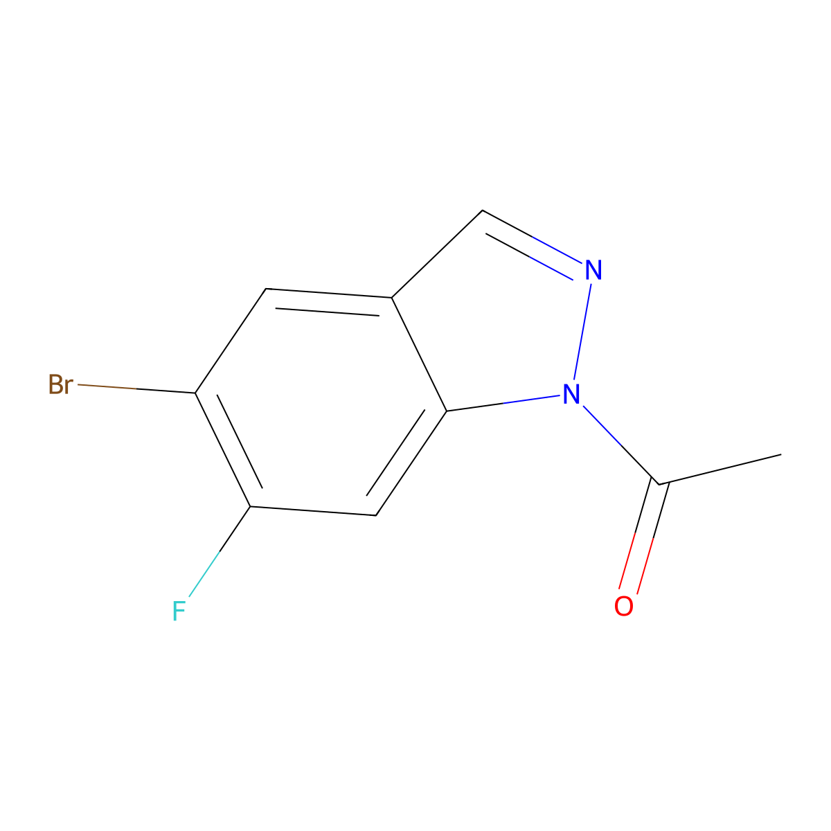 1-(5-bromo-6-fluoro-1H-indazol-1-yl)ethanone molecular structure, CAS 633335-81-6