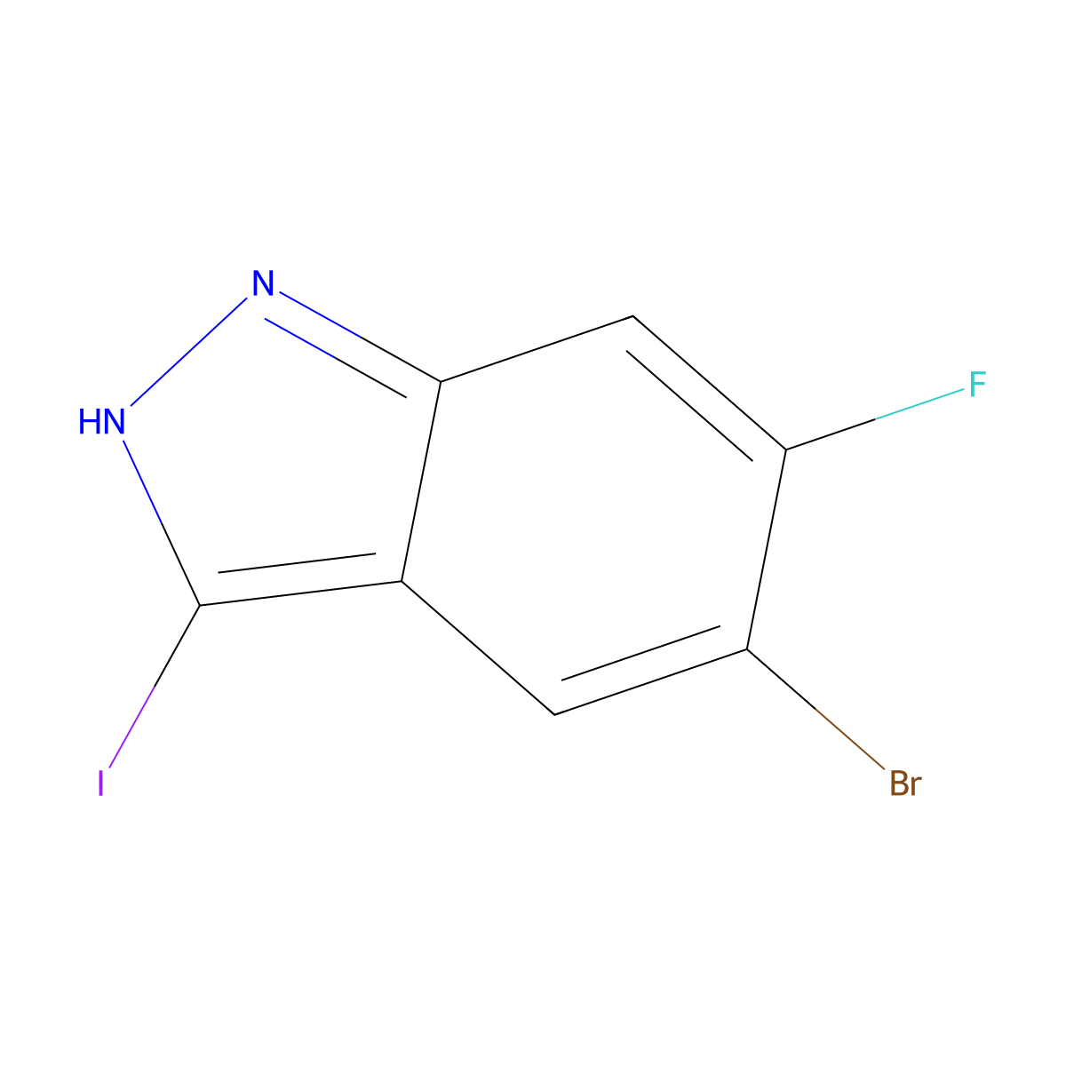 5-Bromo-6-fluoro-3-iodo-1H-indazole molecular structure, CAS 633335-82-7