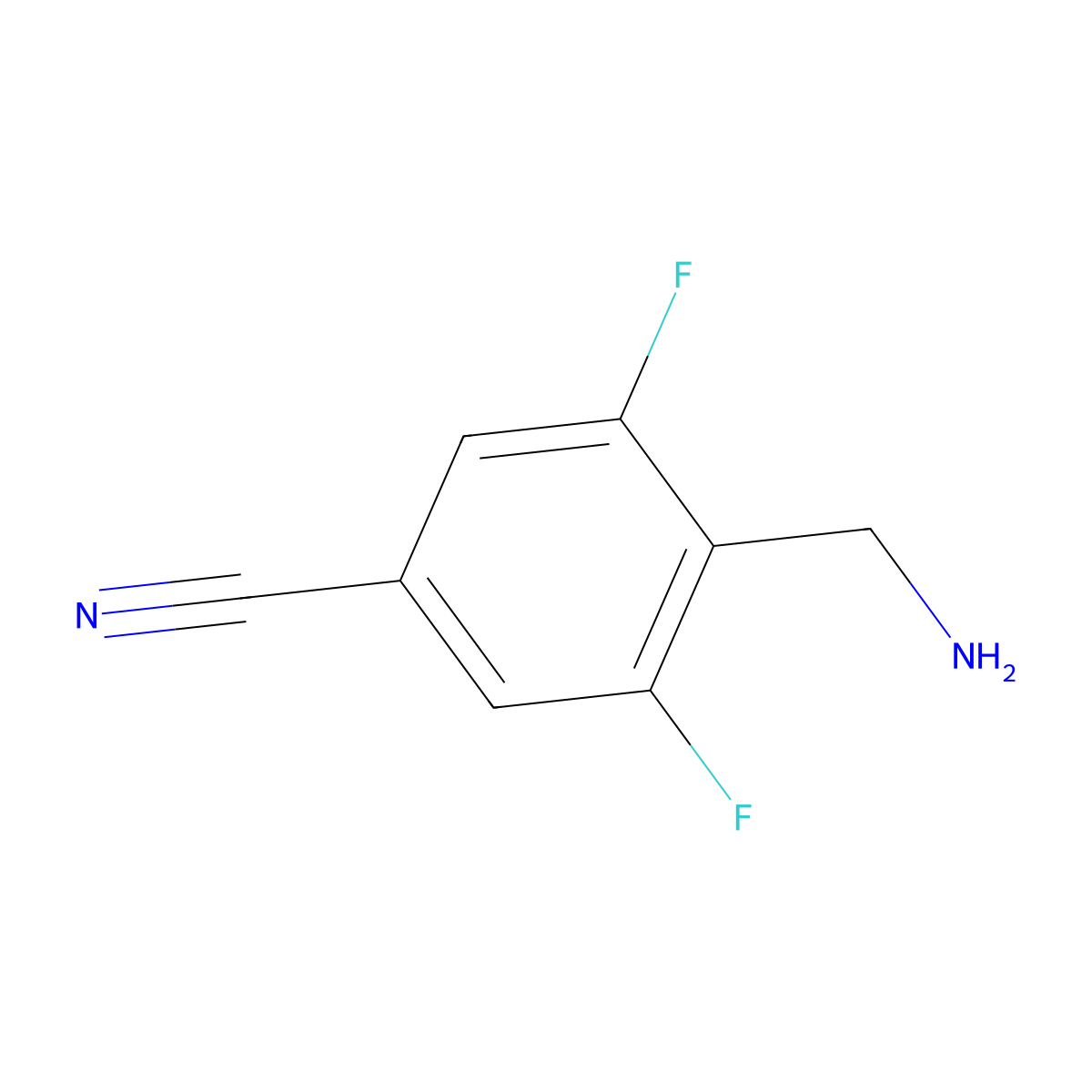 4-(Aminomethyl)-3,5-difluorobenzonitrile molecular structure, CAS 633336-81-9