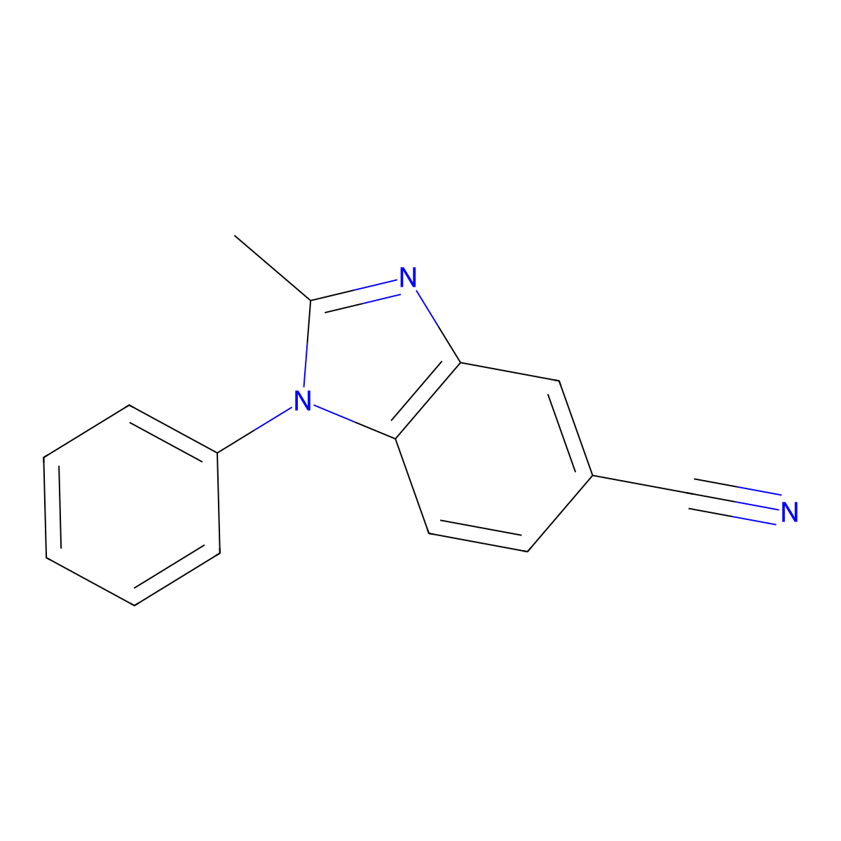 2-Methyl-1-phenyl-1H-benzo[d]imidazole-5-carbonitrile molecular structure, CAS 63339-94-6