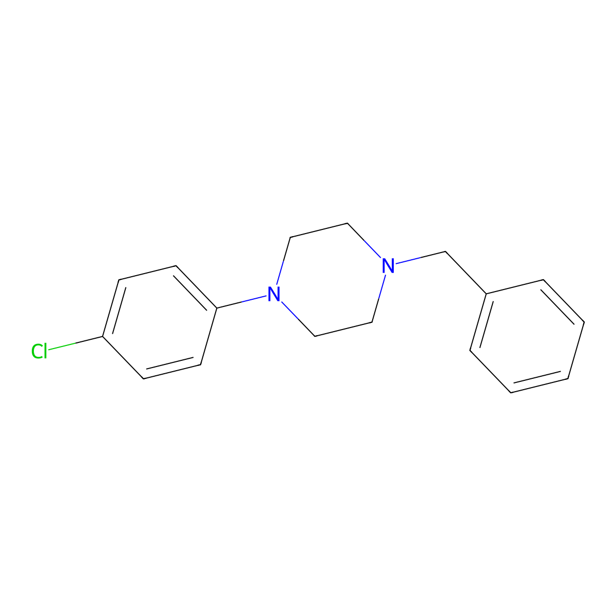 1-Benzyl-4-(4-chlorophenyl)piperazine molecular structure, CAS 6334-05-0