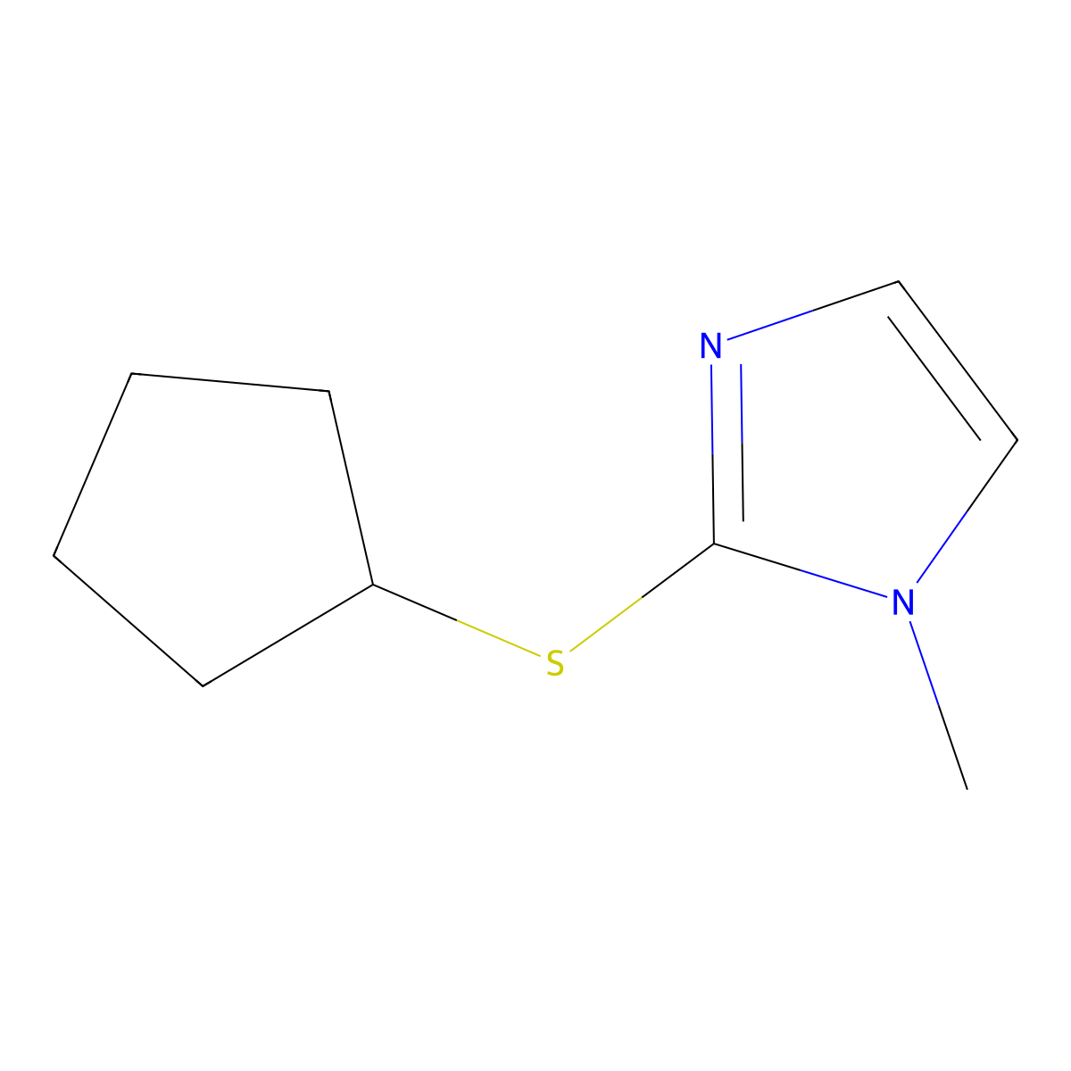 2-(cyclopentylthio)-1-methyl-1H-imidazole molecular structure, CAS 63348-53-8