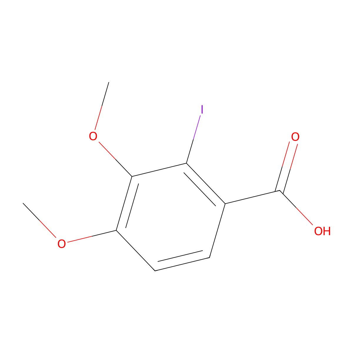 2-Iodo-3,4-dimethoxybenzoic acid molecular structure, CAS 6335-18-8
